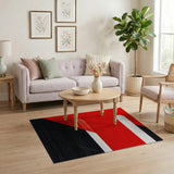 Bold Red Black Geometric Modern Area Rug