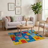 Playful Cartoon Fish Geometric Area Rug