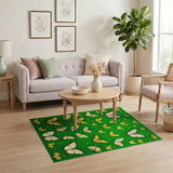 Whimsical Yellow Butterflies Green Area Rug