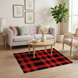 Rustic Farmhouse Red Black Buffalo Check Area Rug