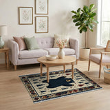Black Bear Winter Forest Tribal Rug