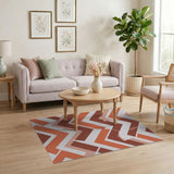Orange Vibrant Orange Chevron Geometric Area Rug
