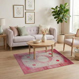 Pink Pink Heritage Tribal Geometric Area Rug