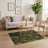 Golden Wheat Stalks on Green Area Rug