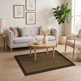Leopard Print Tan Area Rug with Bold Black Border