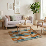 Multi-color and Patterns Bold Geometric Teal Orange Area Rug
