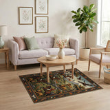 Persian Royal Hunt Area Rug with Lions Eagles Riders
