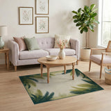 Green Coastal Palm Frond Area Rug