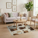 Cute Woodland Bear Kids Area Rug