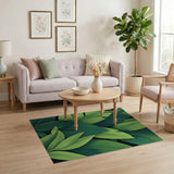 Green Lush Overlapping Green Leaf Area Rug