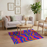 Multi-color and Patterns Vibrant Wavy Multi-Color Area Rug