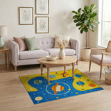 Vibrant Space Planets Kids Cartoon Area Rug