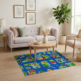 Multi-color and Patterns Kids Cartoon Town Roads Play Rug
