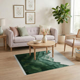 Serene Green Mountain Peaks Forest Area Rug