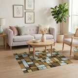 Geometric Modern Textured Geometric Brown Tan Area Rug