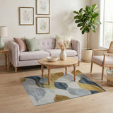 Abstract Area Gold and Silver Gold Wave Abstract Area Rug
