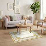 Geometric Modern Gold and Silver Gold Greek Key Marble Area Rug