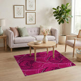 Pink Distressed Rose Swirl Area Rug