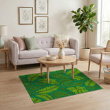 Lush Green Palm Frond Green Area Rug