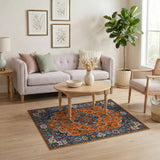 Multi-color and Patterns Vibrant Orange Medallion Persian Area Rug