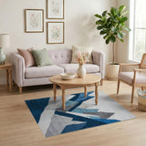 Geometric Modern Geometric Blue Mountain Peaks Area Rug