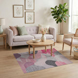 Abstract Pink Grey Striped Area Rug