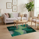 Emerald Fluid Geometric Area Rug