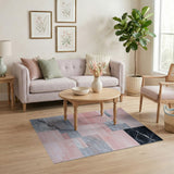 Pink Grey Marble Geometric Area Rug