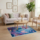 Whimsical Pink-Haired Mermaid Ocean Rug