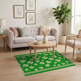 Emerald Green Four-Leaf Clover Area Rug