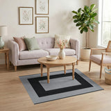 Black White Geometric Dot Frame Area Rug