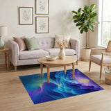 Blue Teal Abstract Mountain Flow Area Rug