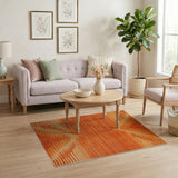 Orange Vibrant Orange Geometric Abstract Area Rug