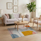 Vibrant Geometric Abstract Area Rug with Arches