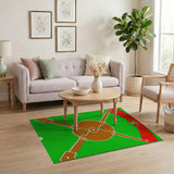 Green Baseball Field Green Area Rug