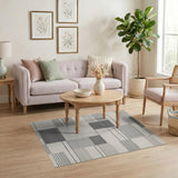 Black and White Modern Black White Geometric Stripe Area Rug