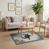 Sea Turtle Coral Reef Border Rug