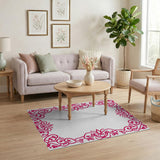 Floral Vintage Vibrant Pink Floral Swirl Area Rug