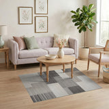 Modern Geometric Neutral Striped Area Rug