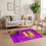 Vibrant Pink Yellow Geometric Abstract Area Rug