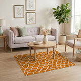 Vibrant Orange Hexagon Geometric Rug