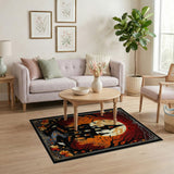 ODIKA Washable Spooky Haunted House Halloween Rug - Low Pile, Non-Slip Gothic Fall Decor