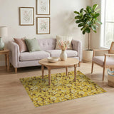 Golden Yellow Cream Magnolia Floral Rug