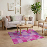 Pink Purple Geometric Block Area Rug