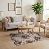 Whimsical Reading Mice Pink Area Rug