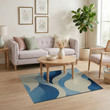 Coastal Blue Wave Abstract Area Rug