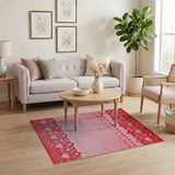 Red Heart Tribal Area Rug
