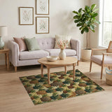 ODIKA Pineapple Pattern Washable Area Rug - Low Pile, Non-Slip, Tropical Fruit Print