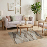Abstract Wavy Beige Abstract Area Rug