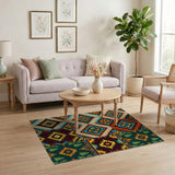 Southwestern Geometric Diamond Multi-Color Area Rug